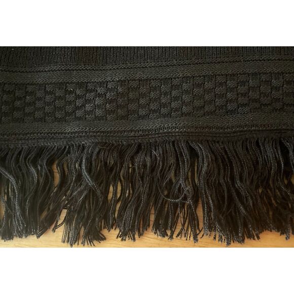 Nanette Lepore Luciana Knit Fringe Hem and Sleeves Dress Black Size M NWT BoHo - Picture 3 of 10